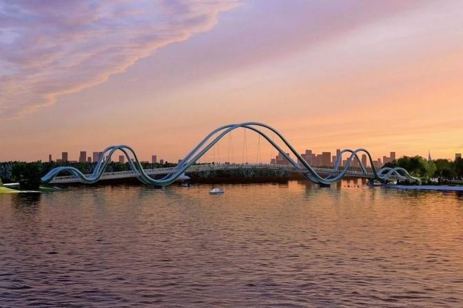 Стаття У мережі показали, як нині виглядає міст-хвиля на Оболоні Ранкове місто. Київ